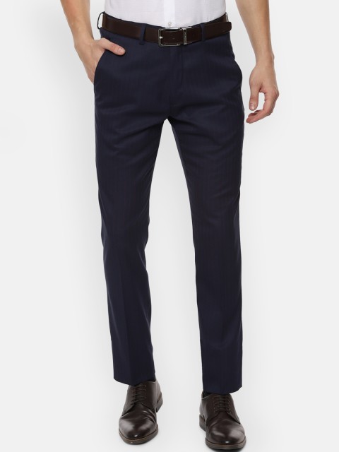 

Louis Philippe Men Navy Blue Slim Fit Solid Regular Trousers