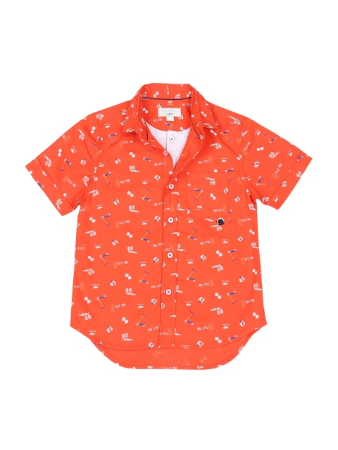 

Pantaloons Junior Boys Orange Regular Fit Printed Casual Shirt