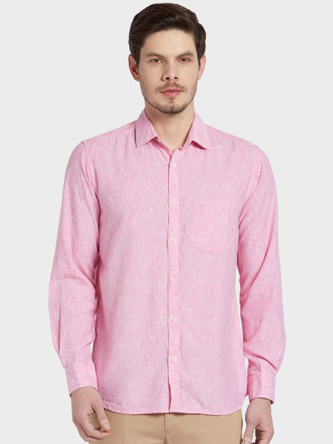

ColorPlus Men Pink Tailored Fit Self Design Casual Shirt
