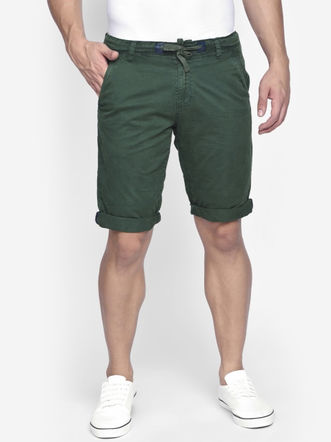 

beevee Men Green Solid Regular Shorts