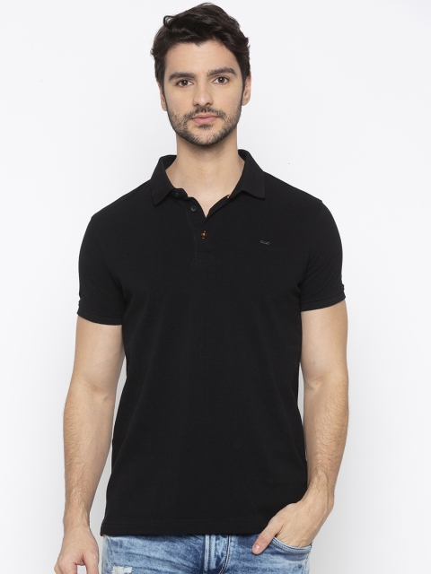 

SPYKAR Men Black Solid Polo Collar T-shirt