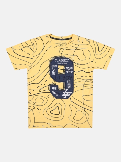 

Lil Tomatoes Boys Yellow Printed Round Neck T-shirt