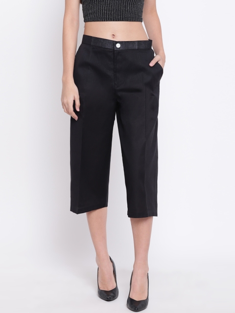 

RIVI Women Black Flared Solid Parallel Trousers