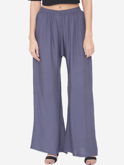 

N-Gal Women Grey Solid Wide Leg Palazzos