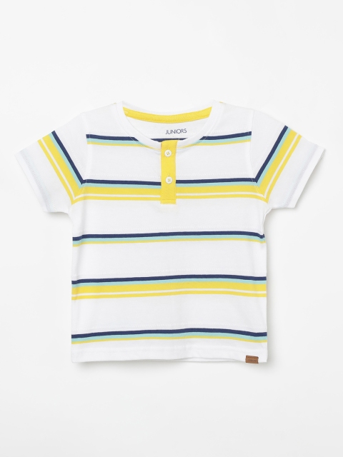

Juniors by Lifestyle Infant White & Blue Striped Round Neck T-shirt