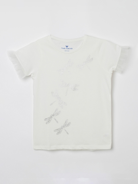

Fame Forever by Lifestyle Girls Off-White Printed Top