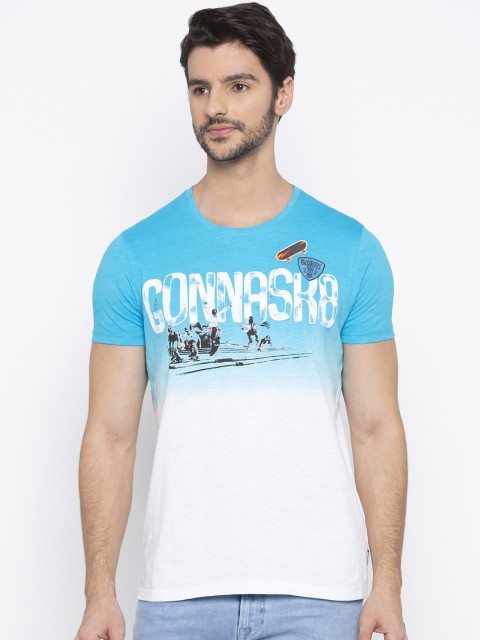 

SPYKAR Men Blue Colourblocked Round Neck T-shirt