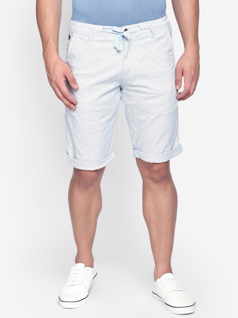 

beevee Men Blue Self Design Regular Shorts