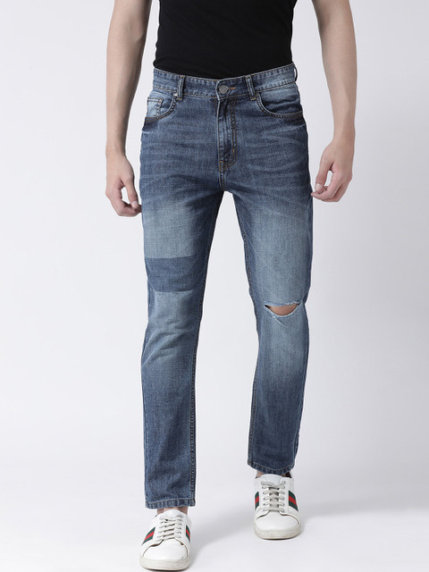 

REALM Men Blue Slim Fit Mid-Rise Slash Knee Jeans