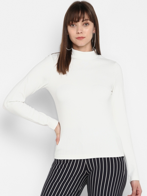 

FOSH Women White Solid Top