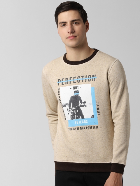 

Peter England Casuals Men Beige Printed Sweatshirt