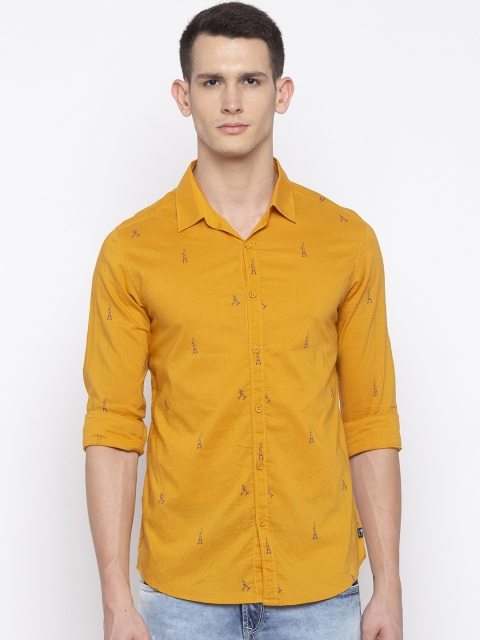 

SPYKAR Men Mustard Yellow Fit Printed Casual Shirt