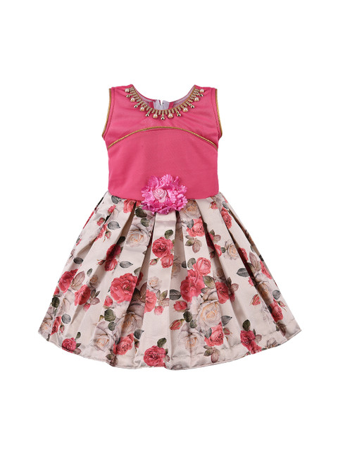 

Wish Karo Girls Pink Embellished Fit and Flare Dress