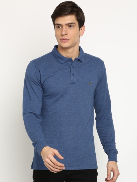 

Crocodile Men Blue Solid Slim Fit Polo Collar T-shirt
