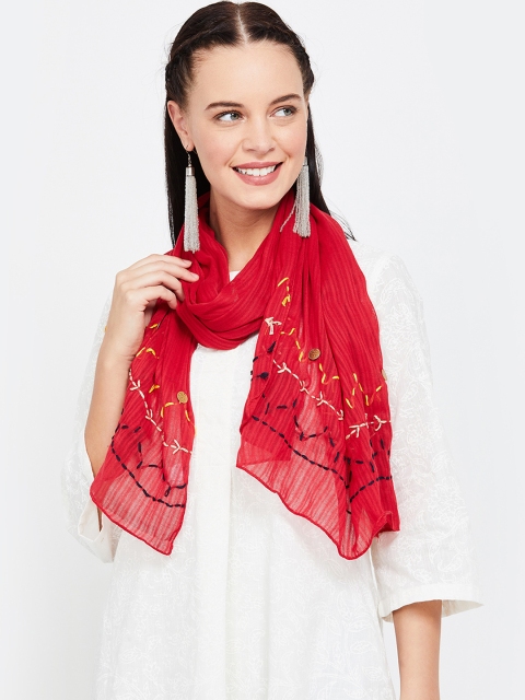 

Melange by Lifestyle Red Solid Dupatta
