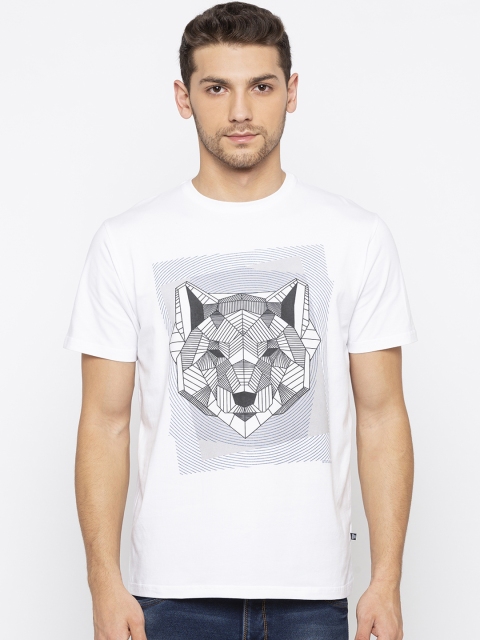 

Status Quo Men White Printed Round Neck T-shirt
