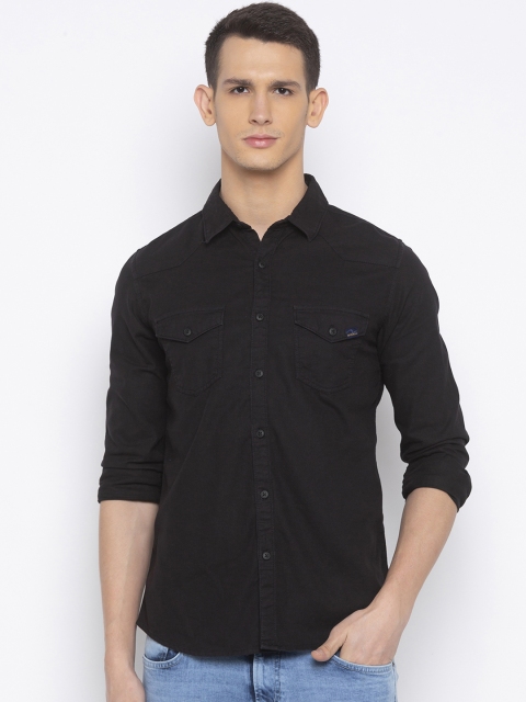 

SPYKAR Men Black Slim Fit Solid Casual Shirt