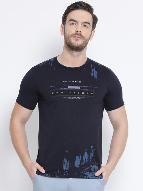 

Monte Carlo Men Navy Blue Printed Round Neck T-shirt