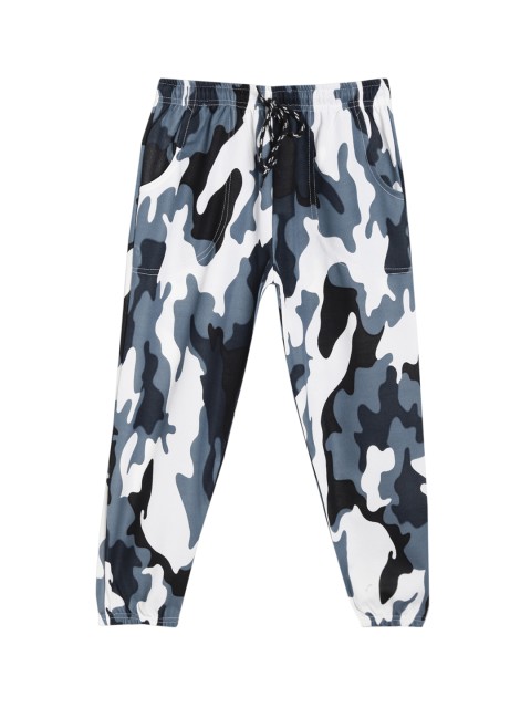 

SWEET ANGEL Boys Black & White Military Printed Straight-Fit Track Pants