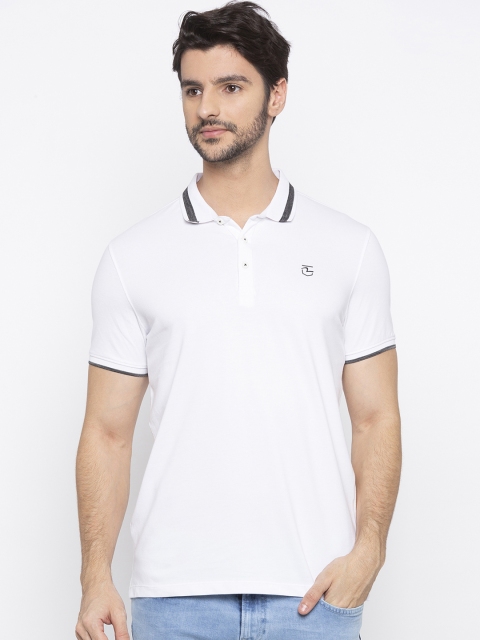 

SPYKAR Men White Colourblocked Polo Collar T-shirt