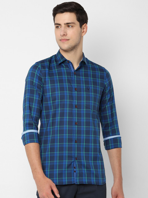 

Allen Solly Men Navy Blue Slim Fit Checked Casual Shirt
