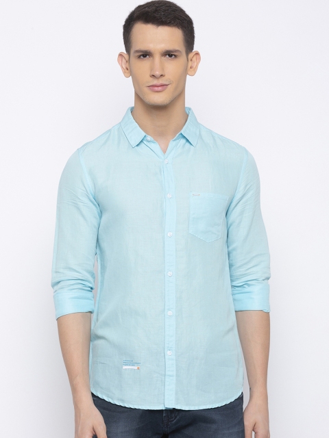 

SPYKAR Men Turquoise Blue Slim Fit Solid Casual Shirt
