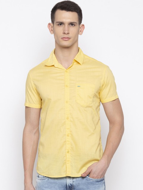 

SPYKAR Men Yellow Slim Fit Solid Casual Shirt