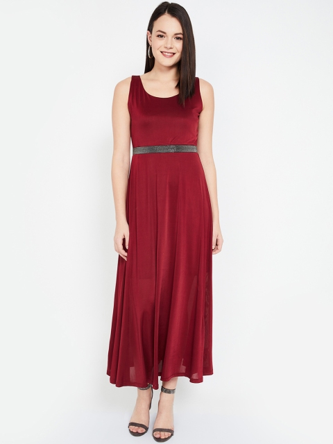 

CODE by Lifestyle Women Burgundy Solid Maxi Dress