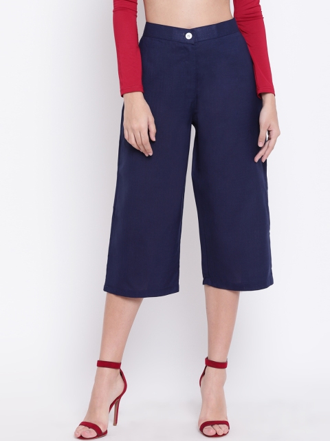 

RIVI Women Navy Blue Flared Solid Culottes