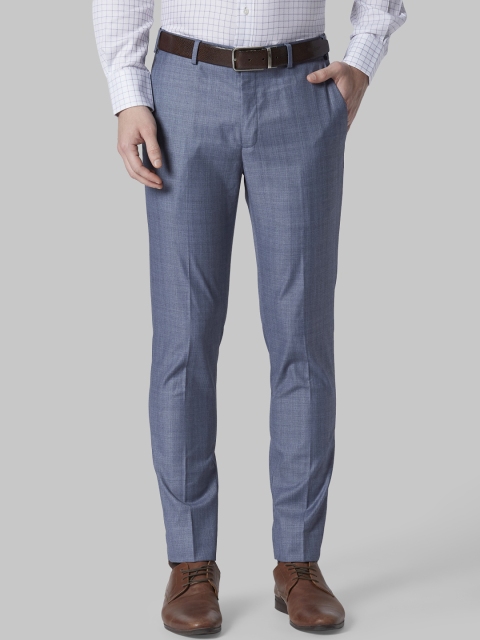 

Park Avenue Men Blue Regular Fit Checked Formal Trousers
