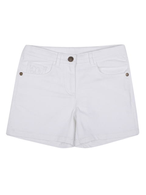 

ELLE Girls White Solid Regular Fit Denim Shorts