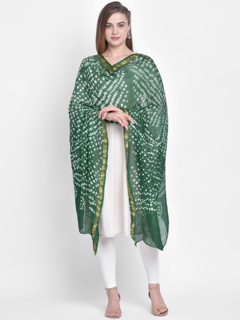 

Dupatta Bazaar Women Green & White Dyed Art Silk Dupatta