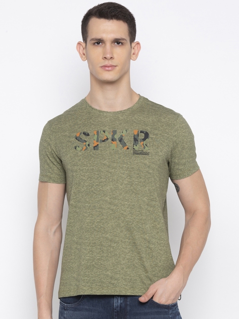 

SPYKAR Men Olive Green Printed Round Neck T-shirt