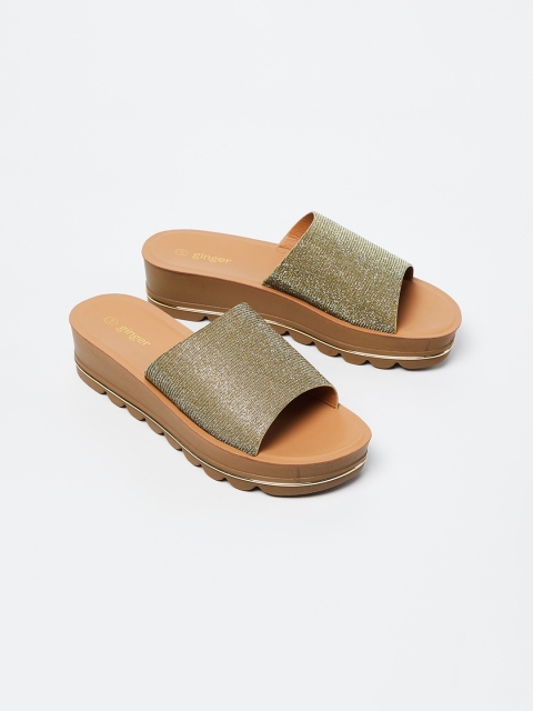 

Ginger by Lifestyle Women Gold-Toned Solid Sandals