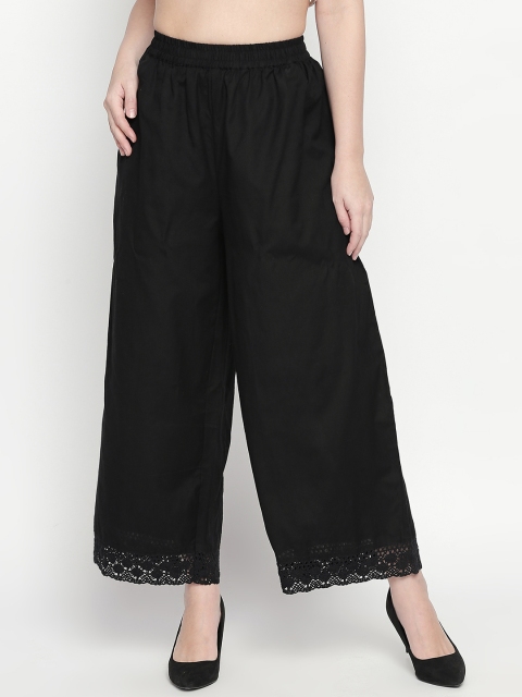 

RANGMANCH BY PANTALOONS Women Black Regular Fit Solid Parallel Trousers