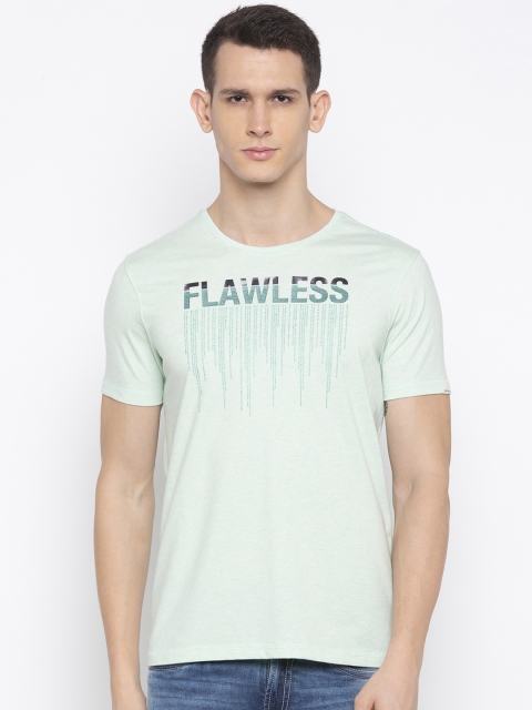 

SPYKAR Men Sea Green Printed Round Neck T-shirt