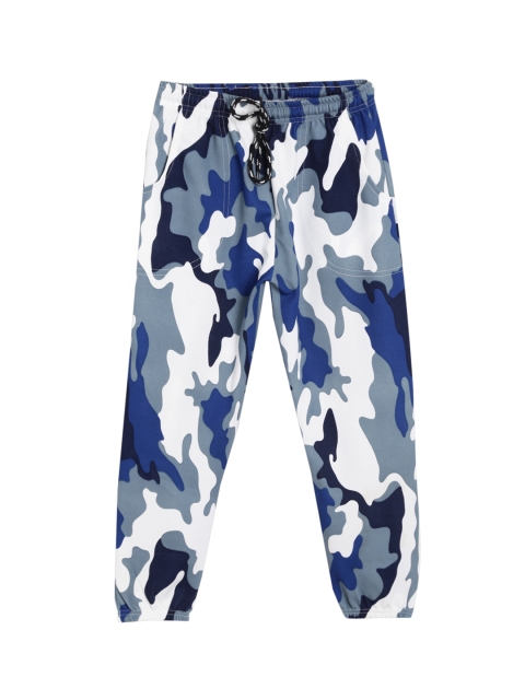

SWEET ANGEL Boys Blue & White Military Printed Straight-Fit Track Pants