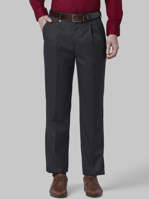 

Park Avenue Men Charcoal Grey Regular Fit Solid Formal Trousers