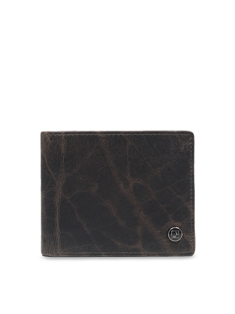 

Da Milano Men Grey Elephant Skin Textured Leather Two Fold Wallet
