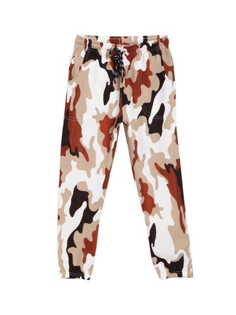

SWEET ANGEL Girls Brown & White Camouflage Printed Straight-Fit Joggers