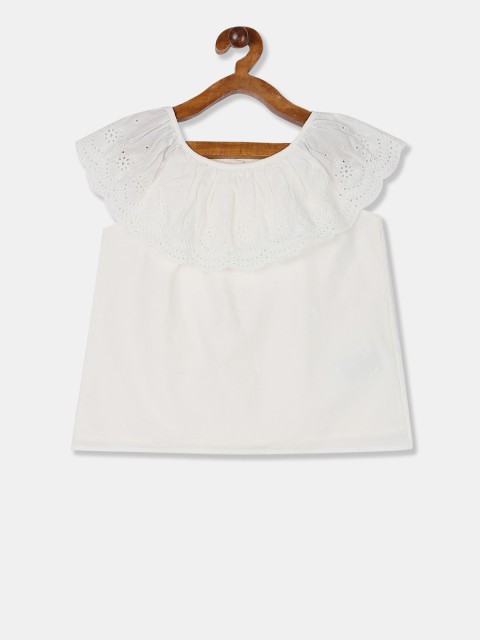 

GAP Girls White Embroidered Pure Cotton Top
