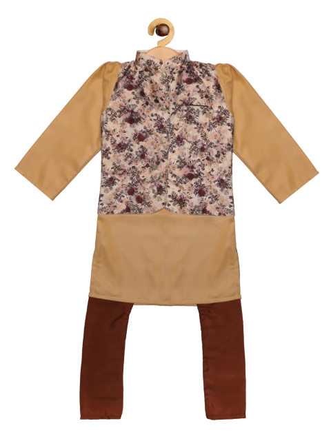 

SOULFULLY INDIAN Boys Gold-Toned & Brown Printed Kurta with Pyjamas