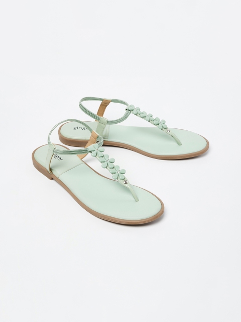 

Ginger by Lifestyle Women Green Solid Open Toe Flats