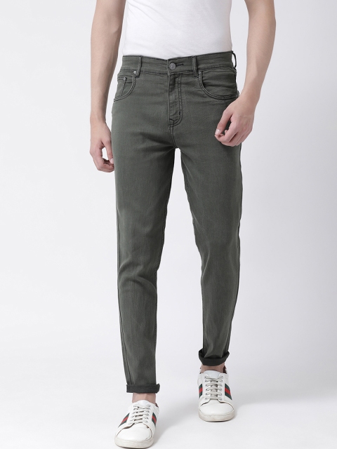 

REALM Men Olive Green Skinny Fit Mid-Rise Clean Look Jeans