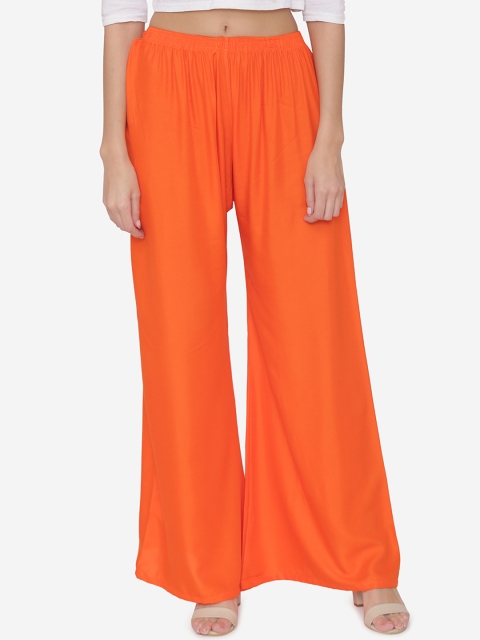 

N-Gal Women Orange Solid Wide Leg Palazzos