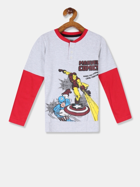 

Colt Boys Grey Avengers Printed Henley Neck T-shirt
