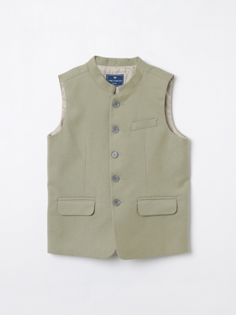 

Fame Forever by Lifestyle Boys Olive Green Solid Woven Waistcoat