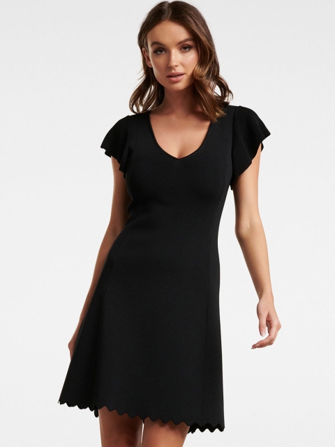 

Forever New Women Black Solid Fit and Flare Dress