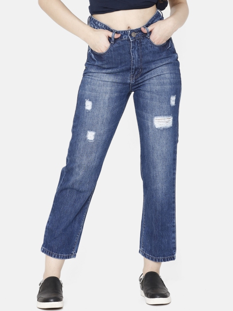 

ZHEIA Women Blue Skinny Fit High-Rise Mildly Distressed Jeans