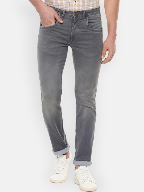 

V Dot Men Grey Slim Fit Mid-Rise Clean Look Stretchable Jeans